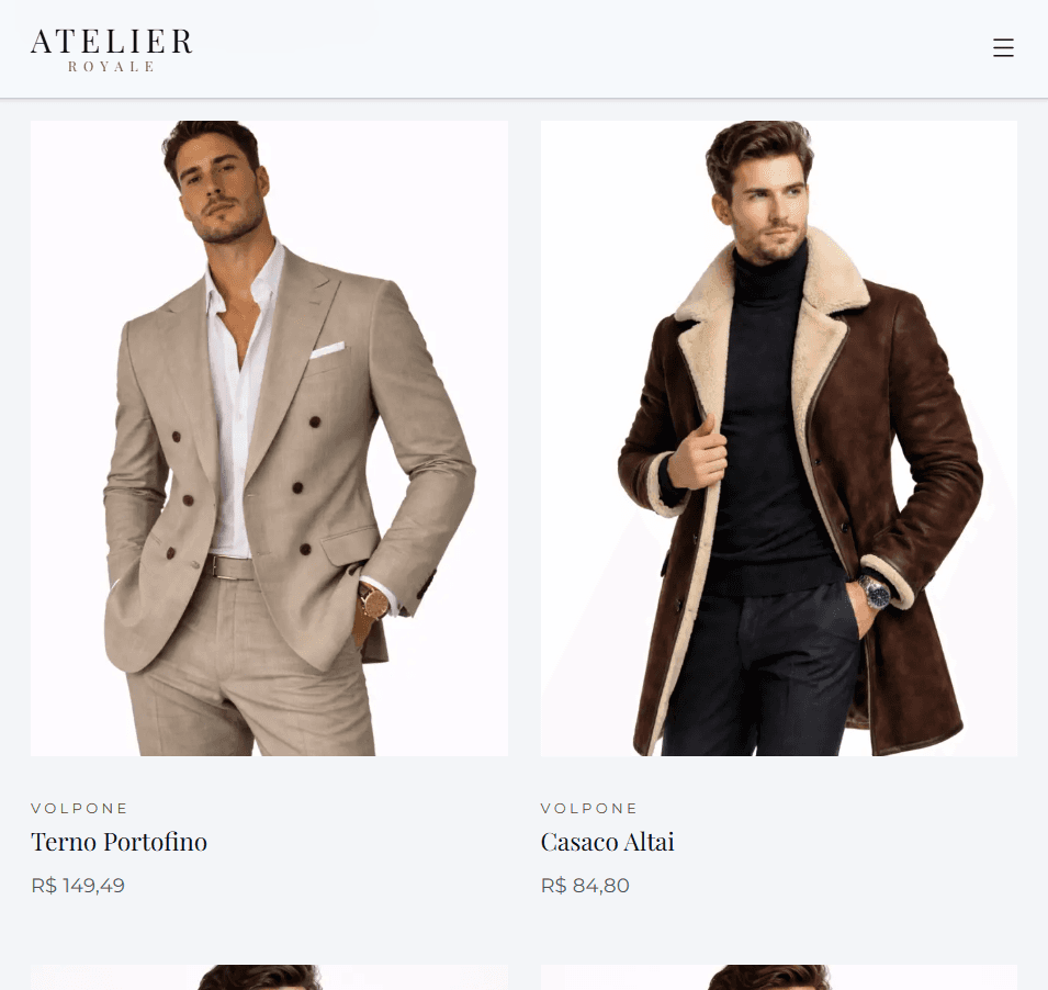 Loja virtual de moda masculina desenvolvida pelo estúdio.