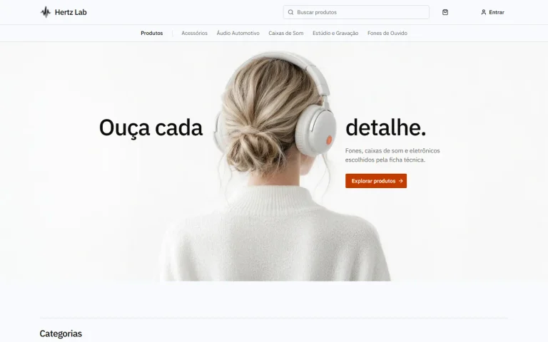 Loja virtual Hertz Lab: um catálogo feito para produtos técnicos.